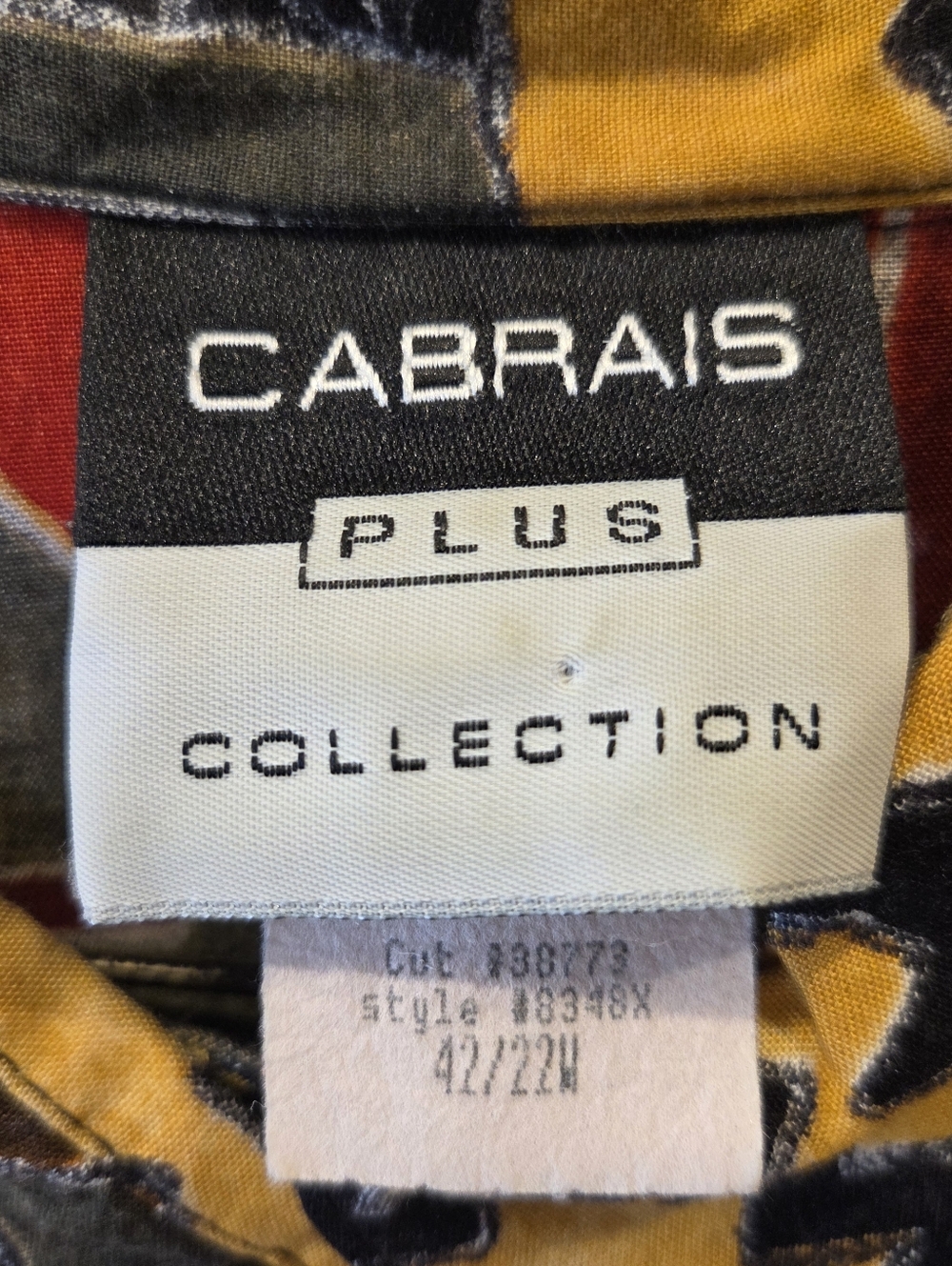 Vintage Cabrais Plus Collection 100% Rayon Abstract Geometric Button Up 22W - Picture 4 of 11